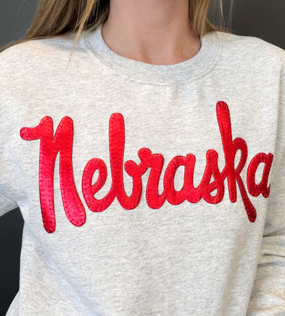 Nebraska Metallic Applique Sweatshirt