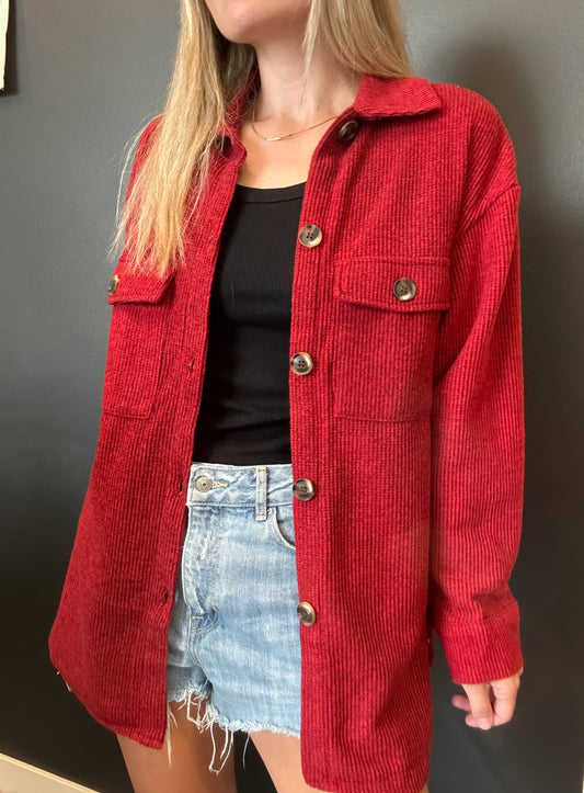 Dark Red Brushed Women's Jacket
