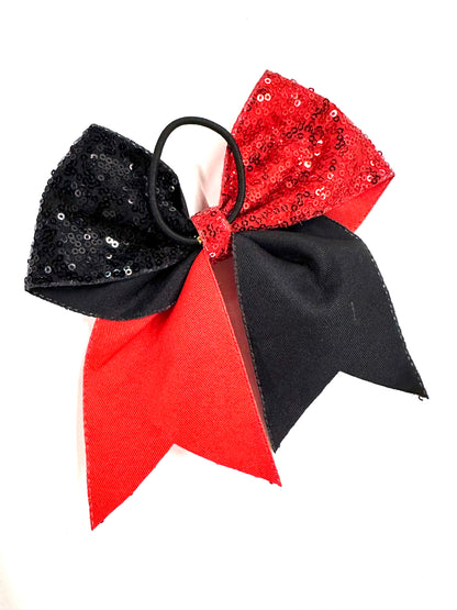 Red/Black Sequin Hair Tie Bow