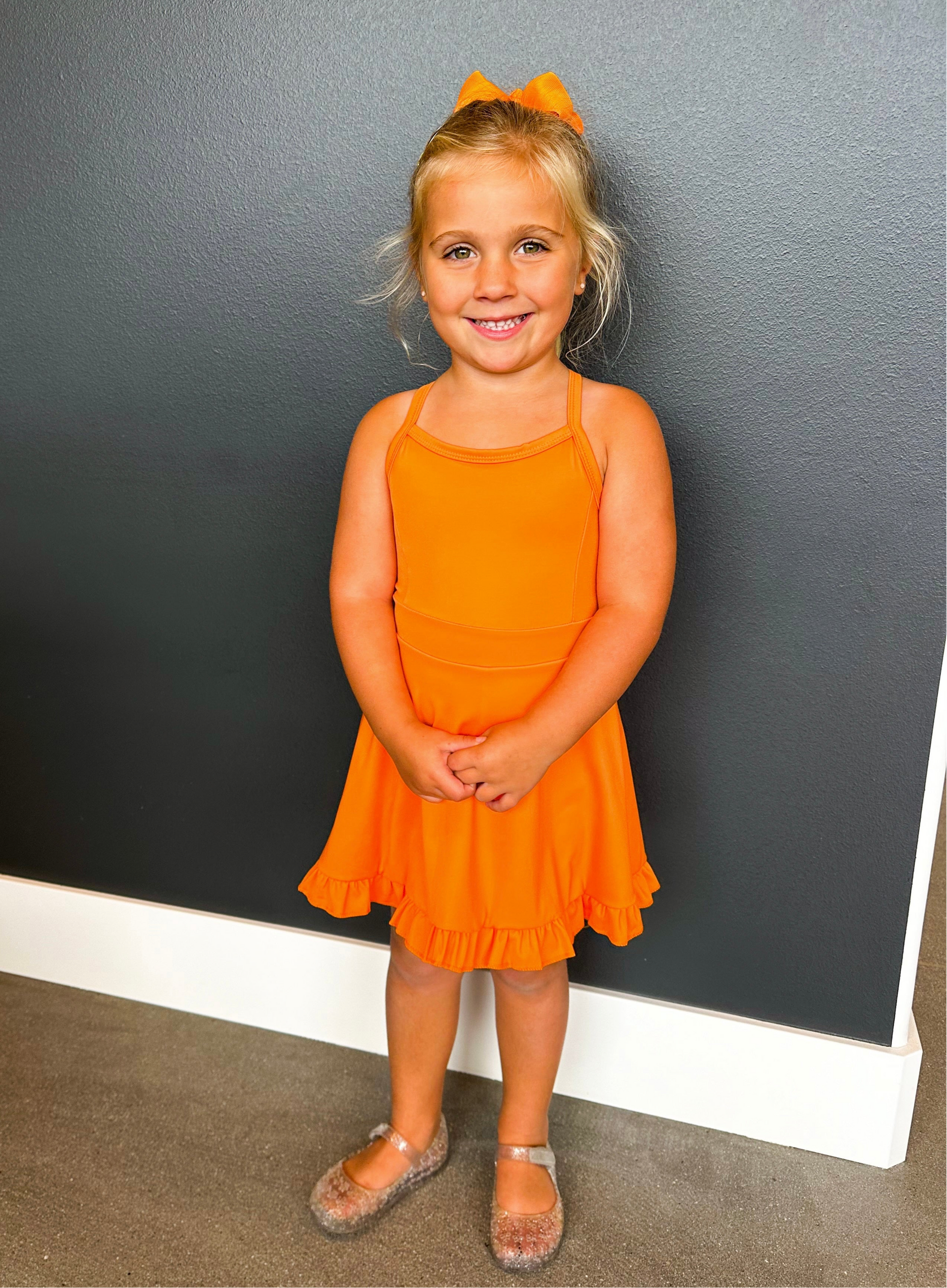 open lace back dress Trouble Orange Mini Dress