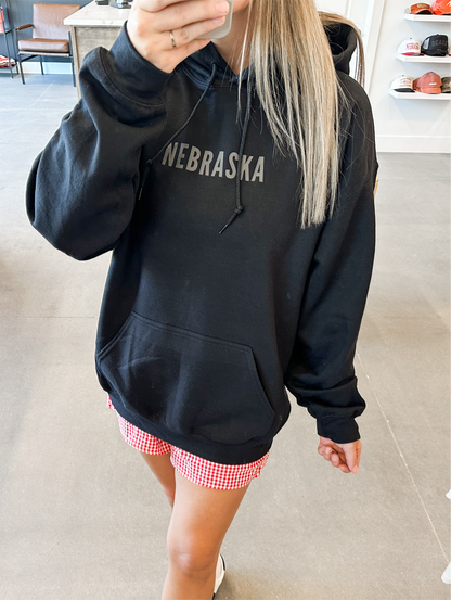 Nebraska Black Hoodie Sweatshirt