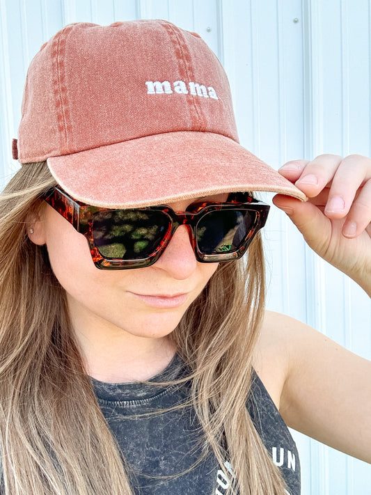 Orange MAMA Embroidered Baseball Cap Dad Hat