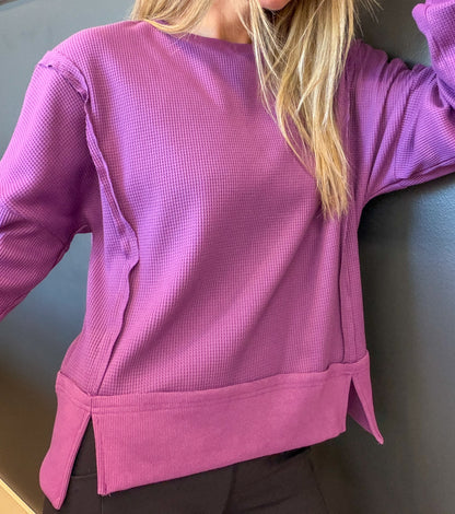 Waffle Drop Shoulder Top