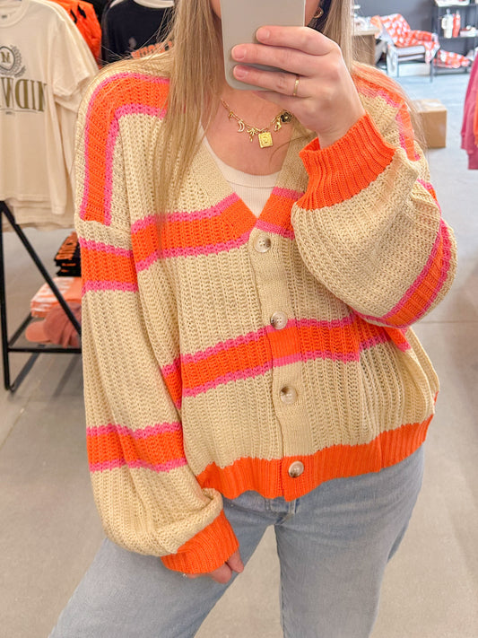 Tan Striped Cardigan