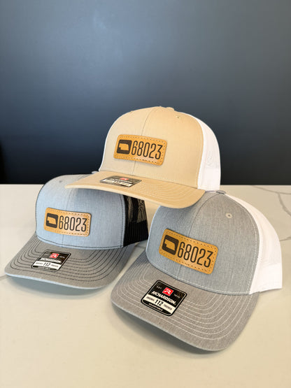 NE 68023 Zip Code Leather Patch Trucker Hat