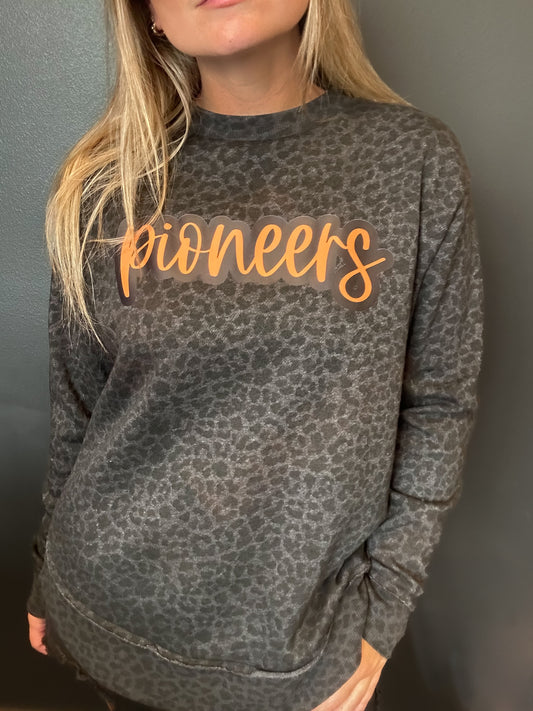 Pioneers Black Leopard Women's Crewneck Sweatshirt