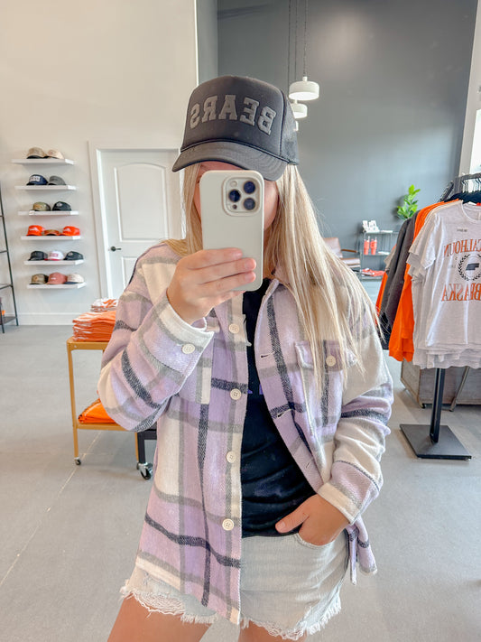 Lavender Purple Plaid Flannel Shacket