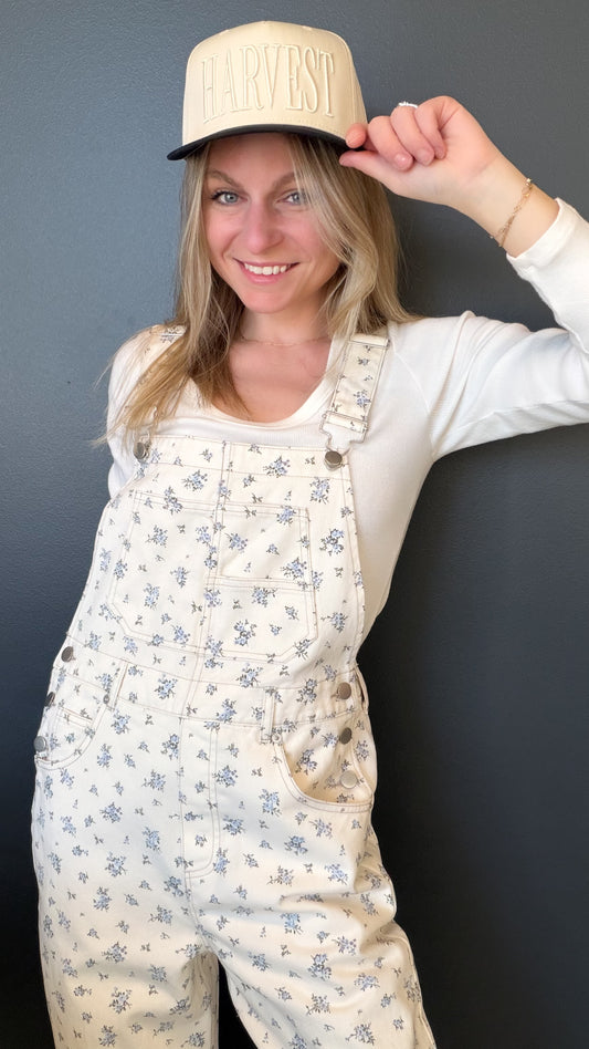 Floral Denim Overalls