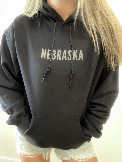 Nebraska Black Hoodie Sweatshirt