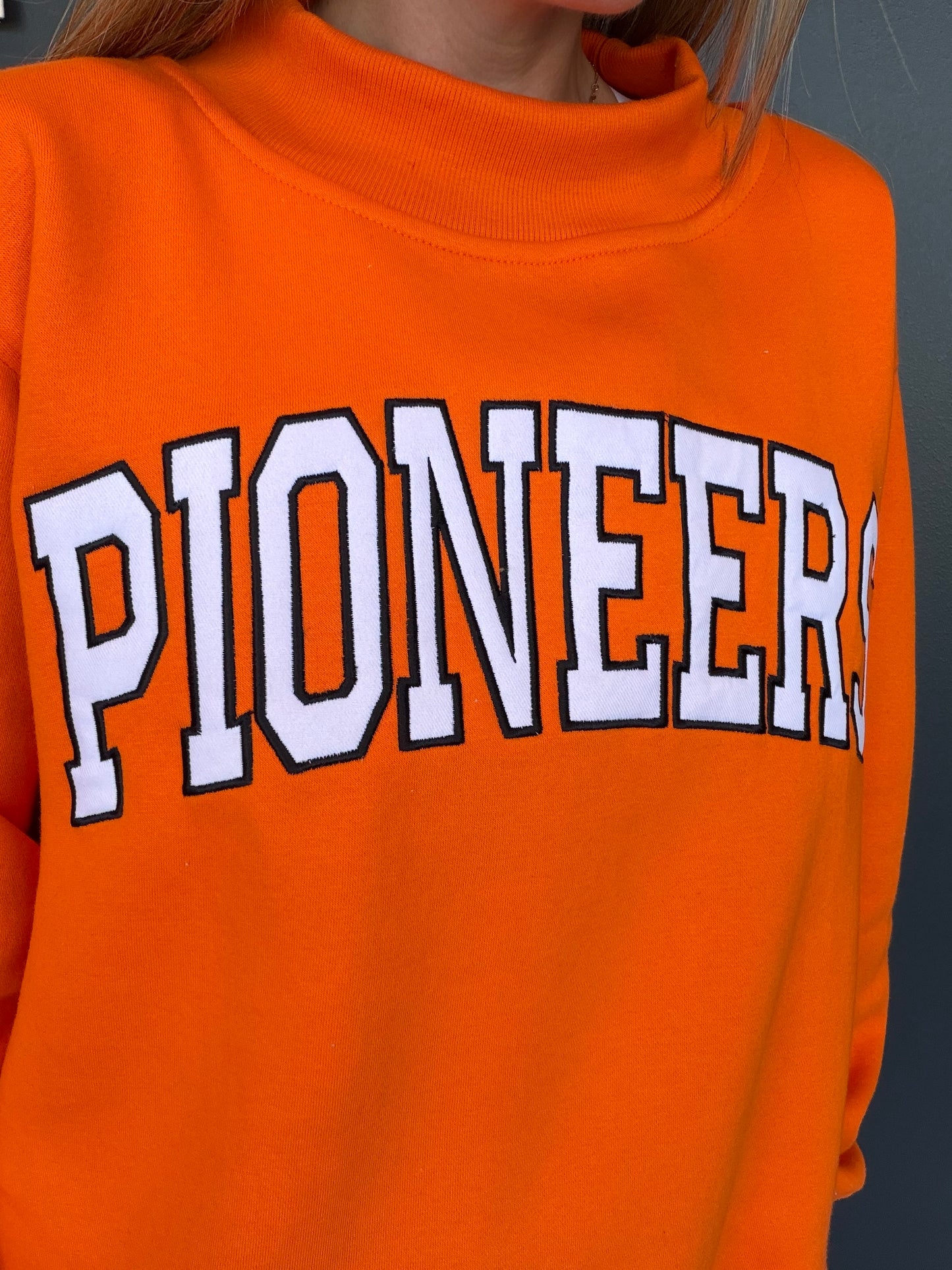 Pioneers Orange Applique Mockneck Sweatshirt