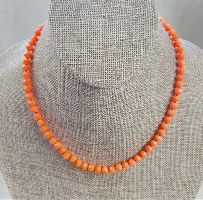 Orange Neon Crystal Beaded Necklace