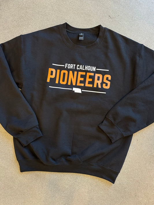 Fort Calhoun Pioneers NE Black Crewneck Sweatshirt