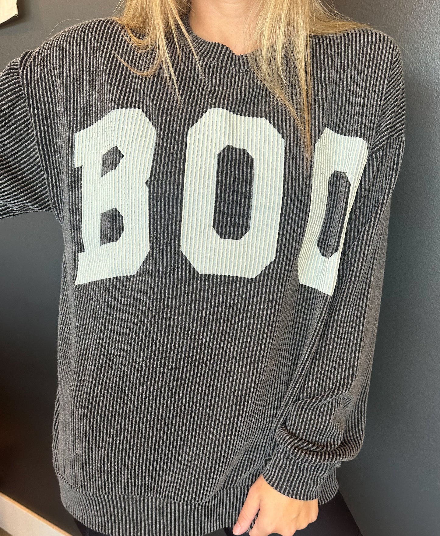 BOO Ribbed Charcoal Sweatshirt