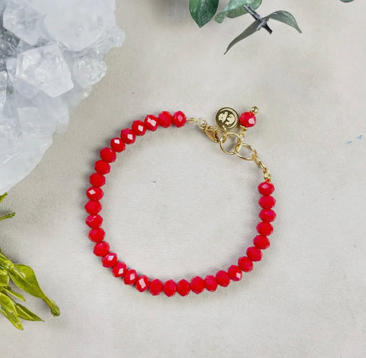 Red Crystal Beaded Bracelet