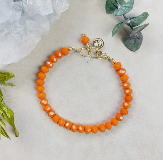 Orange Crystal Beaded Bracelet