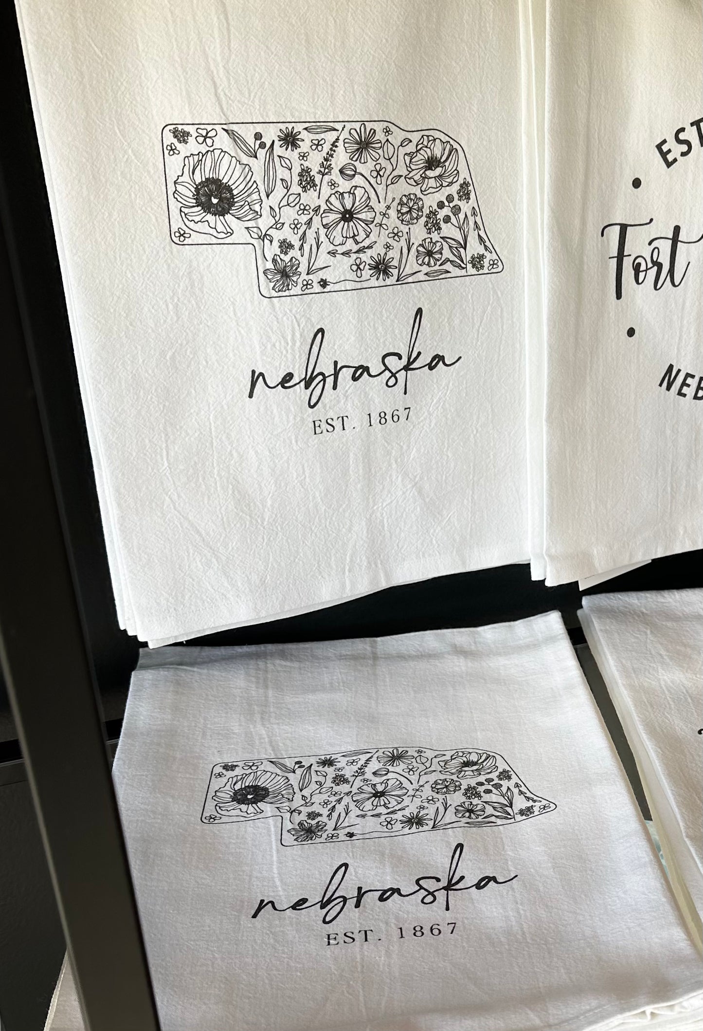 Nebraska Floral Tea Towel