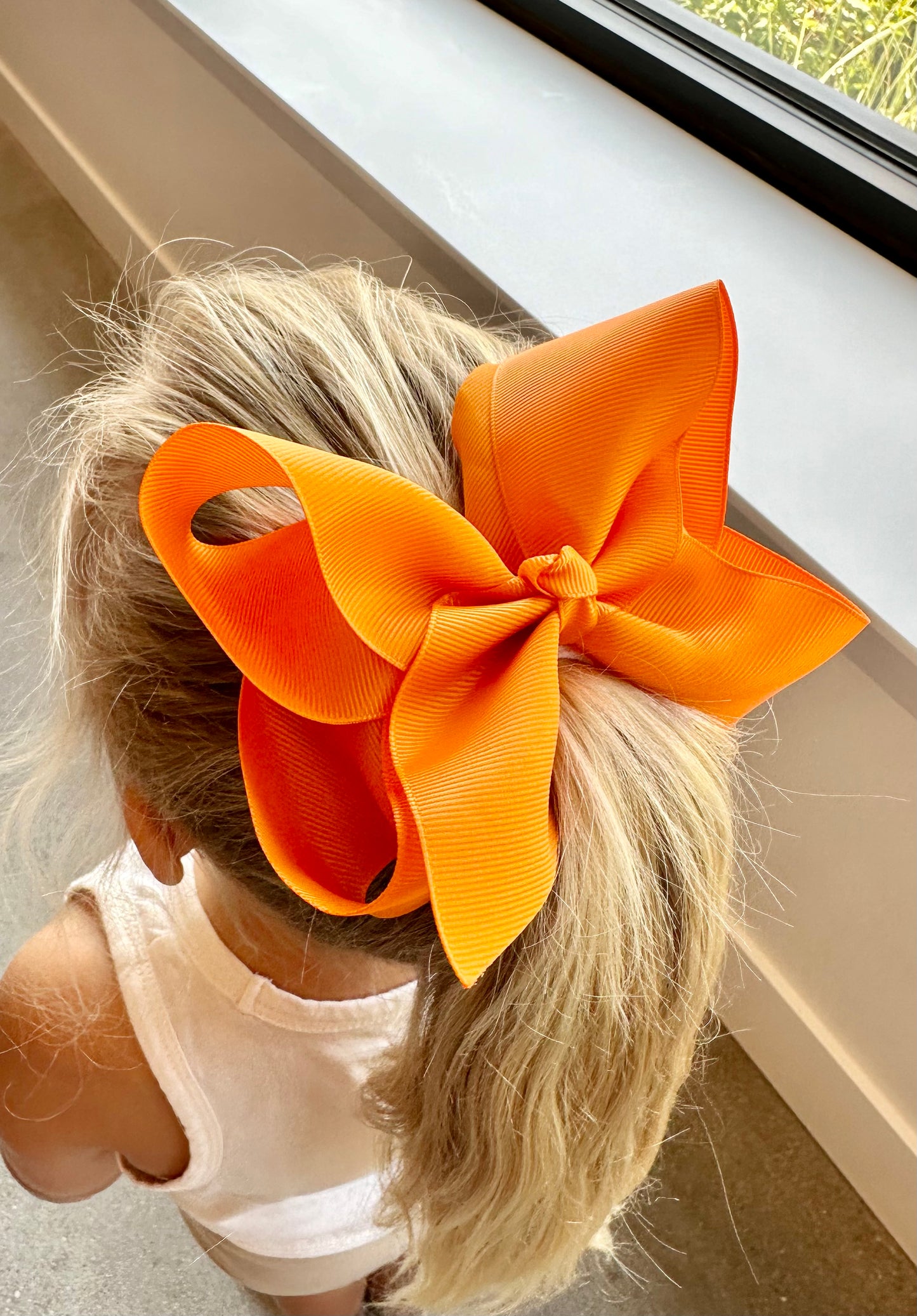 Large Orange Bow Hair Clip