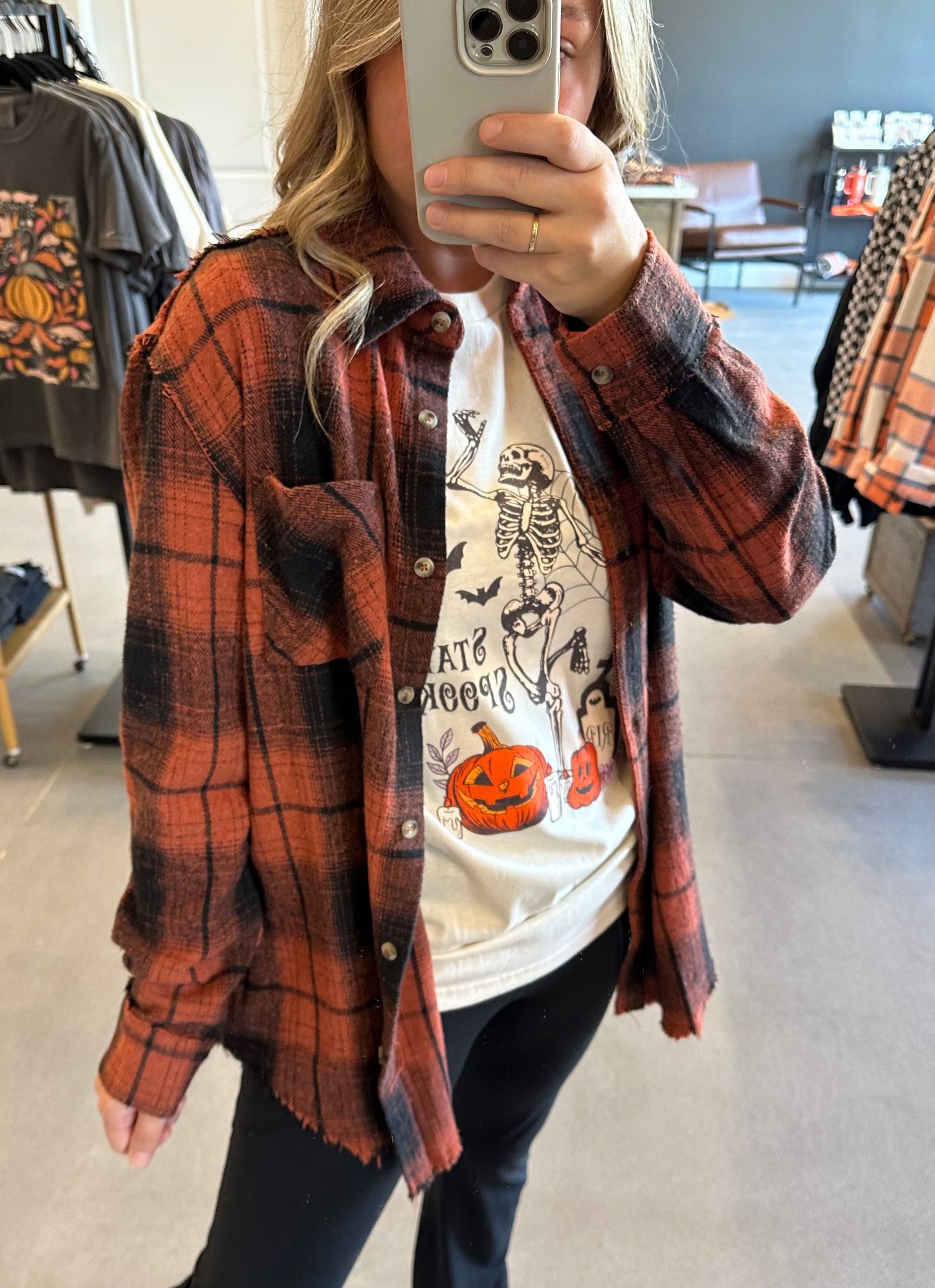 Oversized Plaid Raw Edge Flannel