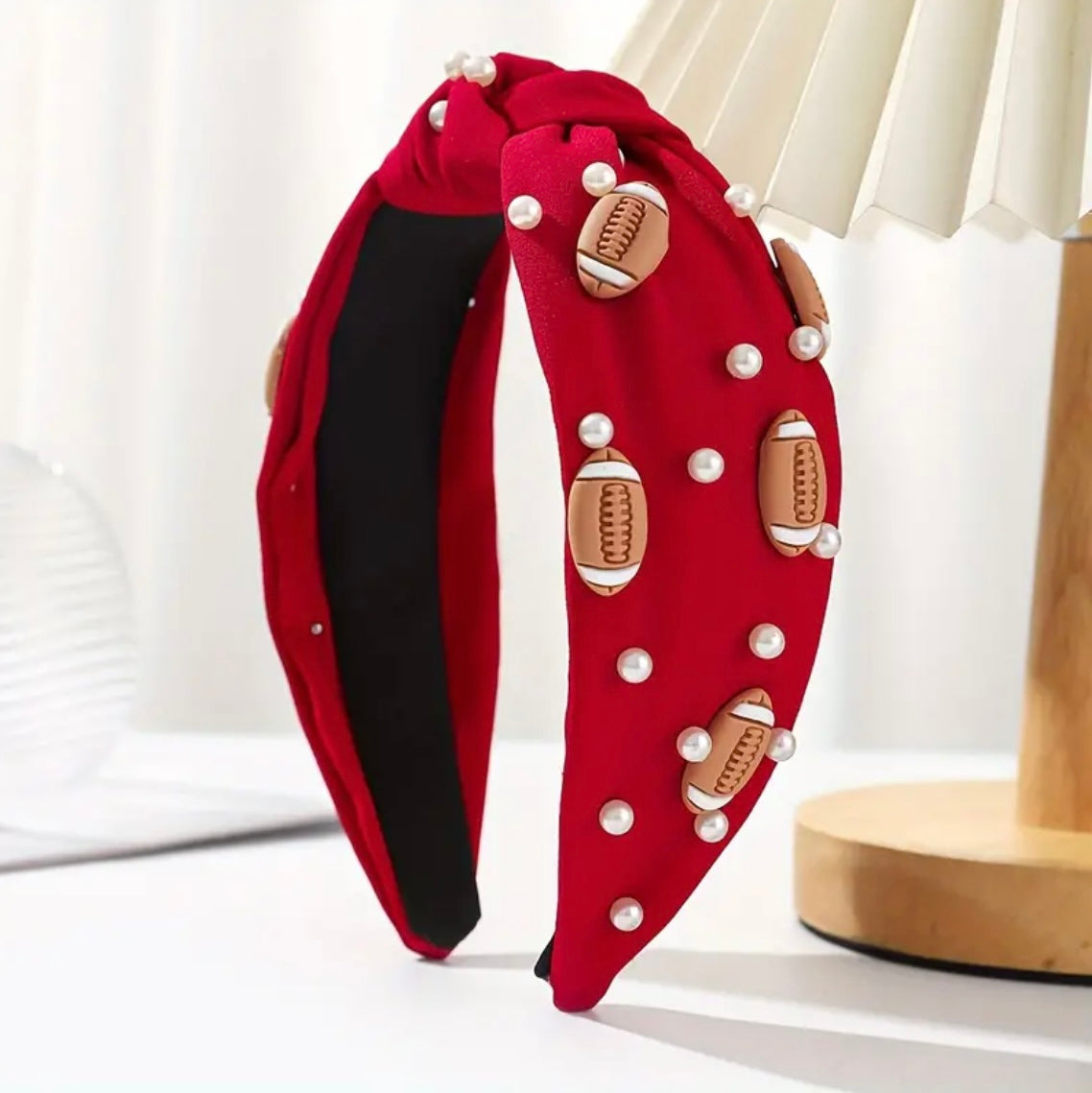 Red Football Pearl Headband