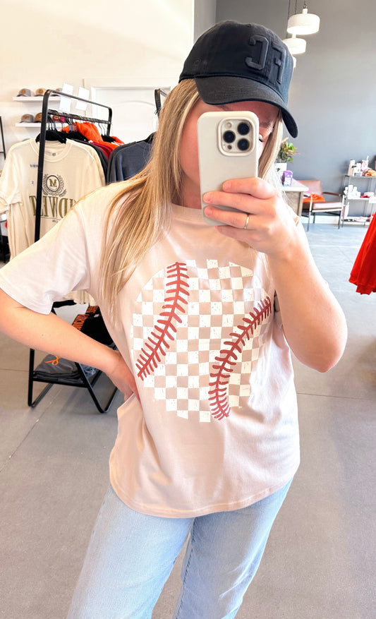Checkered Baseball Women's T-Shirt