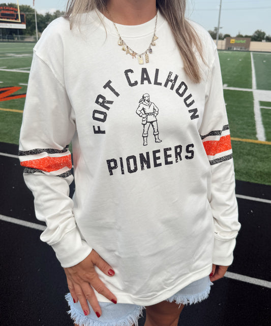 Fort Calhoun Pioneers Heritage Striped Sleeve Shirt