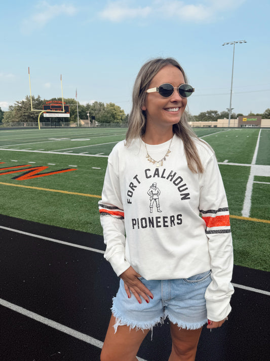 Fort Calhoun Pioneers Heritage Striped Sleeve Shirt