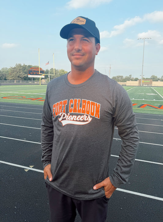 Fort Calhoun Pioneers Dark Grey Long Sleeve T-Shirt