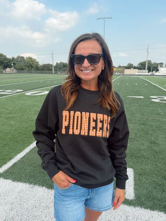 Pioneers Gingham Embroidered Applique Sweatshirt