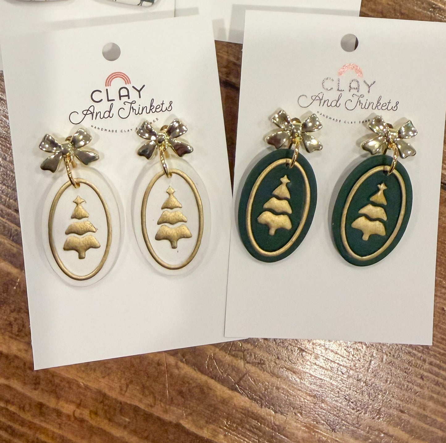 Oval Bow Tree Earrings
