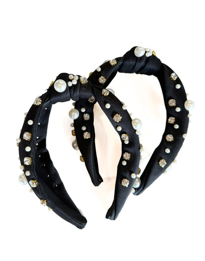 Black Rhinestone & Pearl Headband
