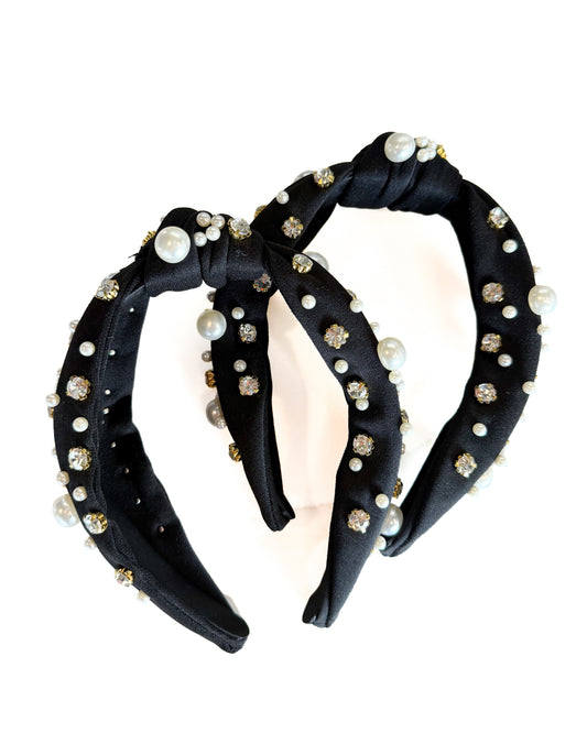 Black Rhinestone & Pearl Headband