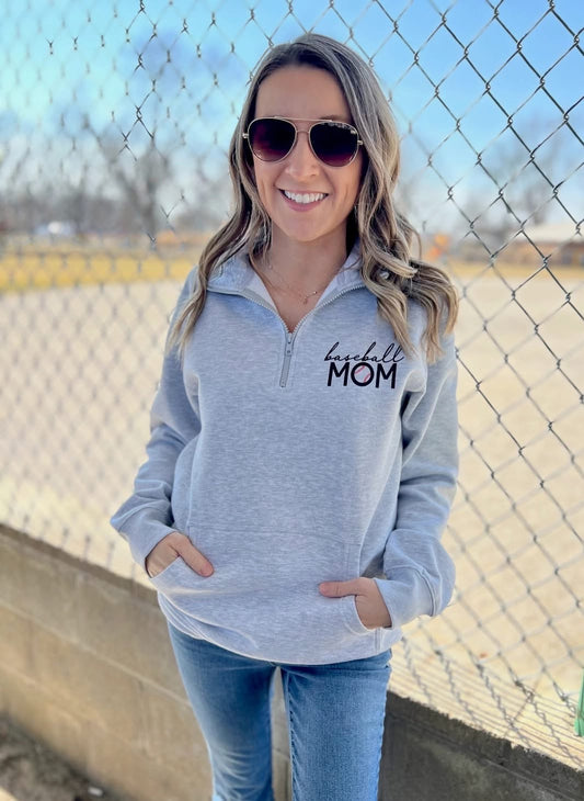 Baseball Mom Quarter Zip Sweatshirt