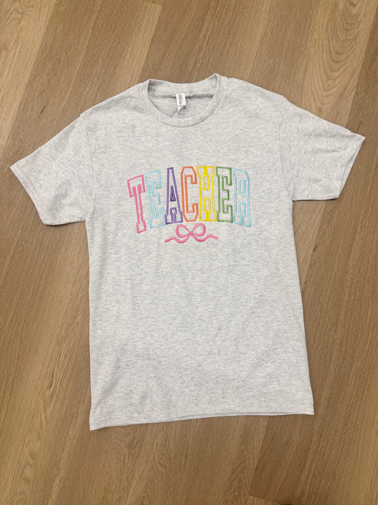Teacher Bow Embroidered T-Shirt