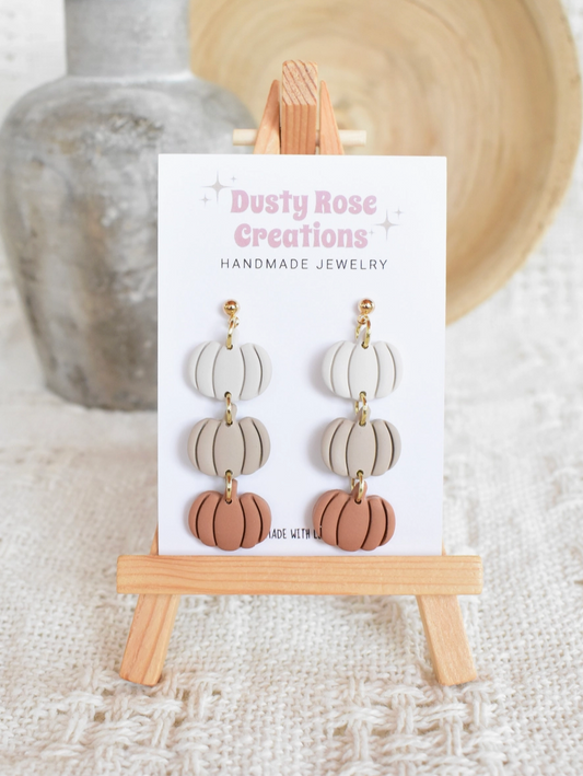 Pumpkin Trio Clay Earrings