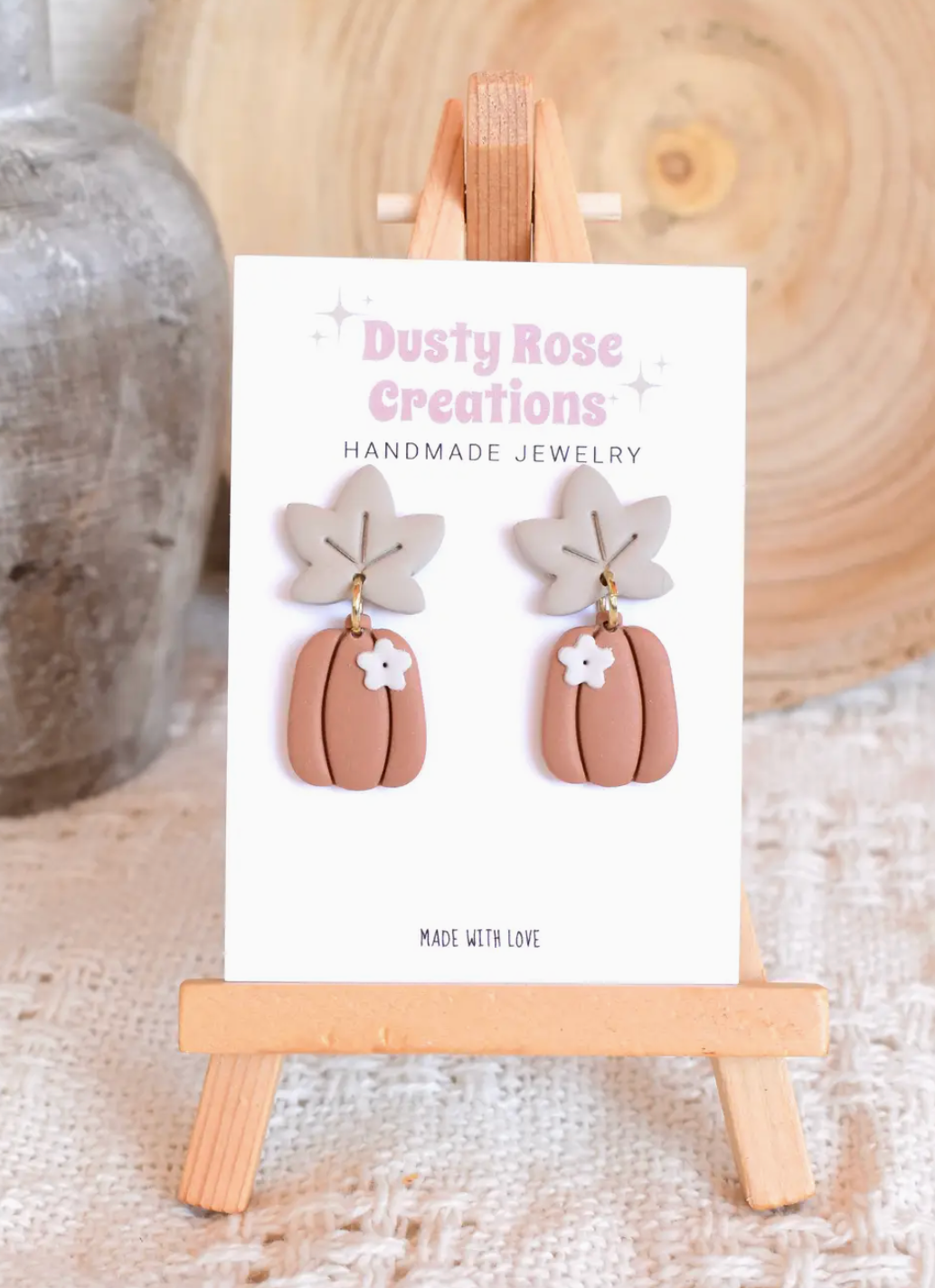 Leaf Pumpkin Clay Earrings