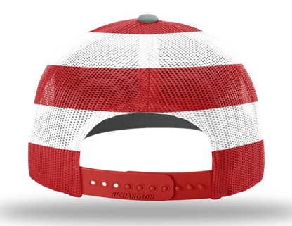 Nebraska American Flag Leather Patch Trucker Hat