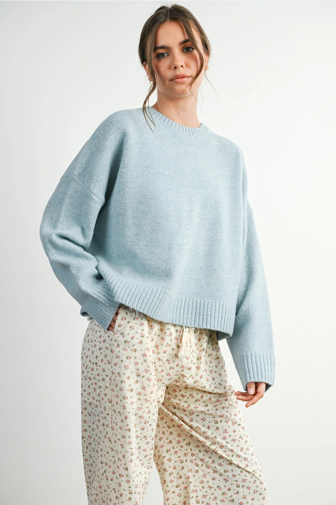 Blue Tie-Back Bow Sweater