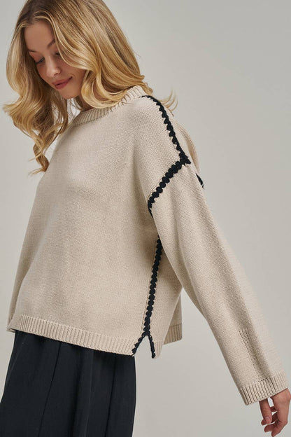 Contrast Blanket Stitch Sweater