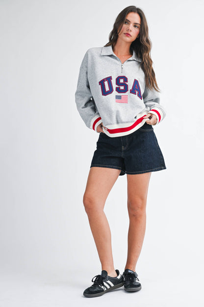 USA Half Zip Sweatshirt