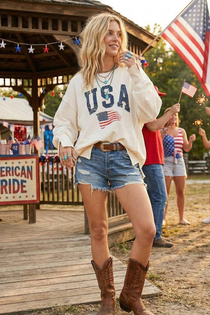 USA Washed Terry Side Slit Sweatshirt