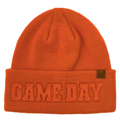 Game Day Embossed Cuff Beanie Orange