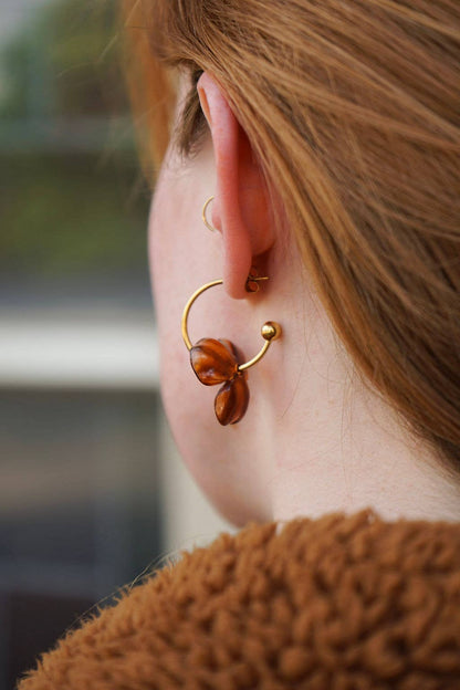 Magnolia Hoop Earrings - Amber