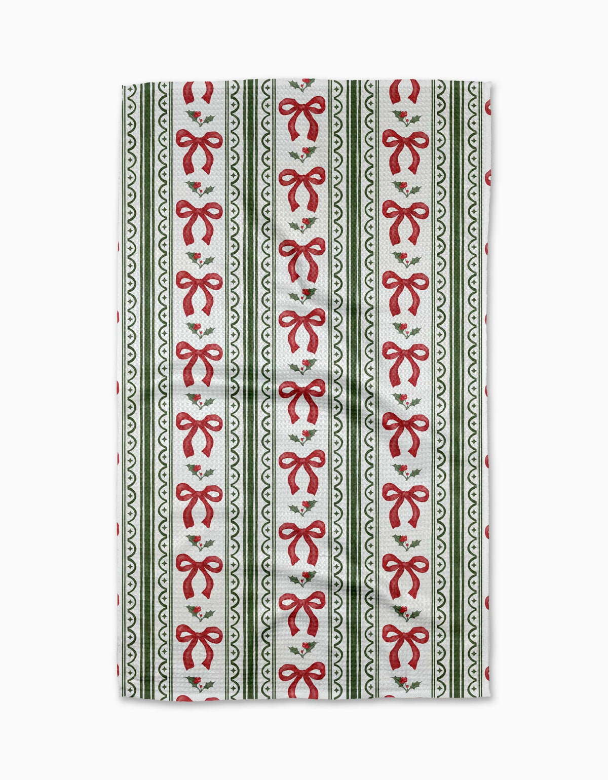 Geometry Christmas Bow Stripe Tea Towel