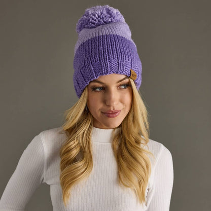 Purple Color Block Pom Hat