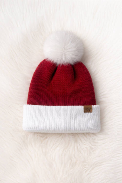 Red & White Santa Beanie Pom Hat