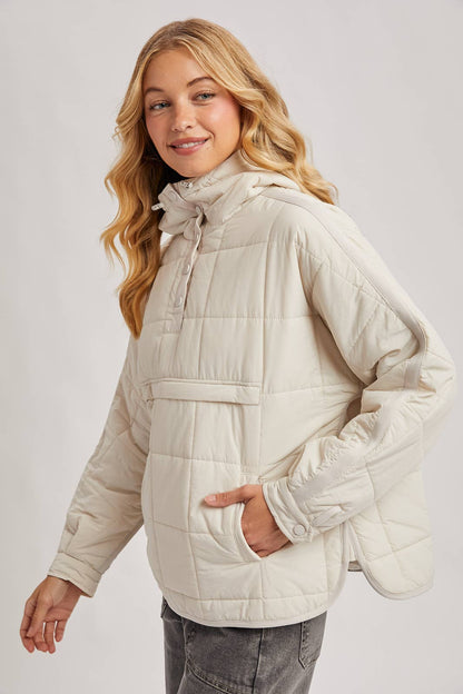 Quilted Puffer Hooded Pullover Jacket