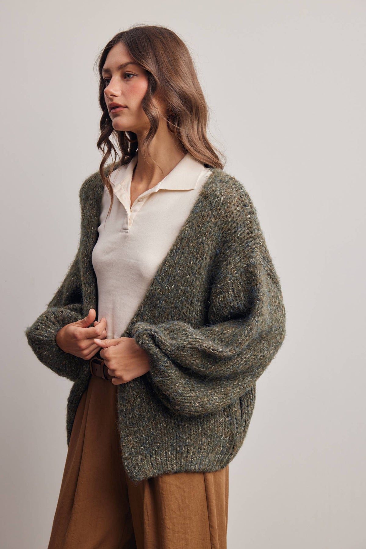 Olive Chunky Soft Touch Knit Cardigan