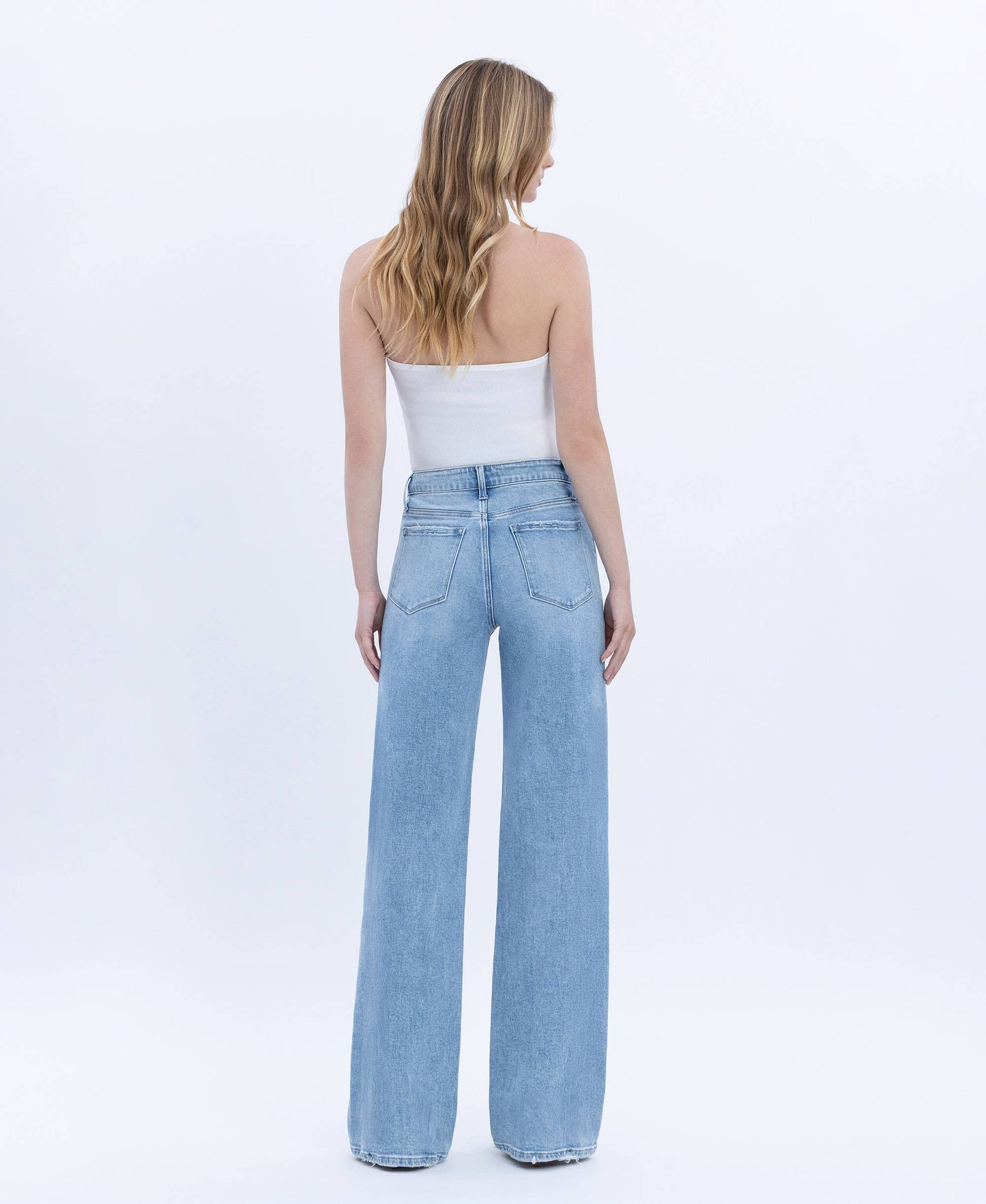 Flying Monkey High Rise Full Length Light Wash Wide Jeans - Tall