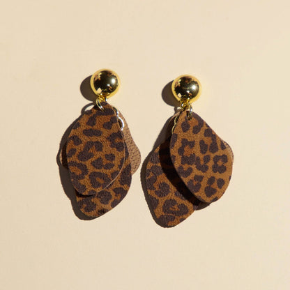 Leopard Print Weston Leather Drop Earrings