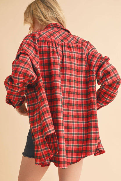Red Black Plaid Flannel Shirt